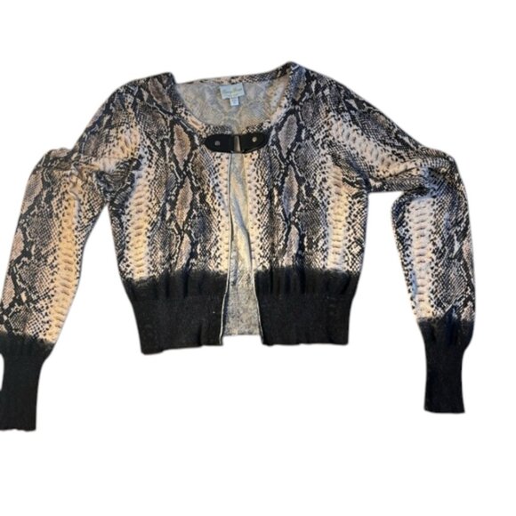 Tracy Reese 100% Cotton Snakeskin Knit Cardigan with Buckle Closure Size Med. - Picture 9 of 11